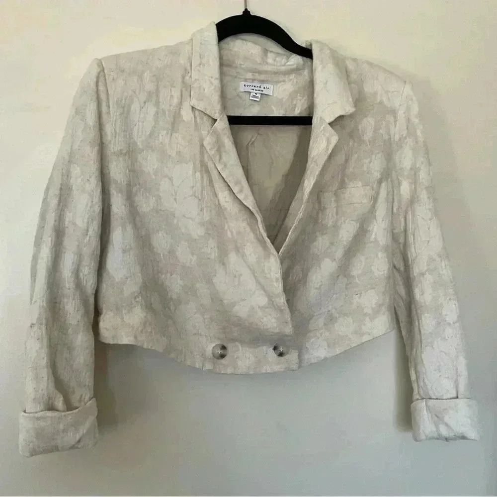 Current Air Cropped Double Breasted Blazer in a Jacquard Print Size Medium